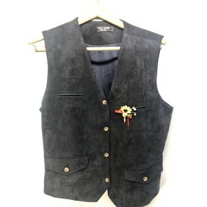 Paul Jones Black Suede Men's Vest Size Medium